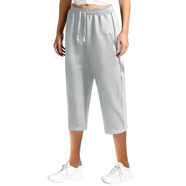 Pantalones rectos de secado rápido Summer Ice Sensation de 7 pulgadas para mujer: pantalones ligeros y casuales con cintura elástica