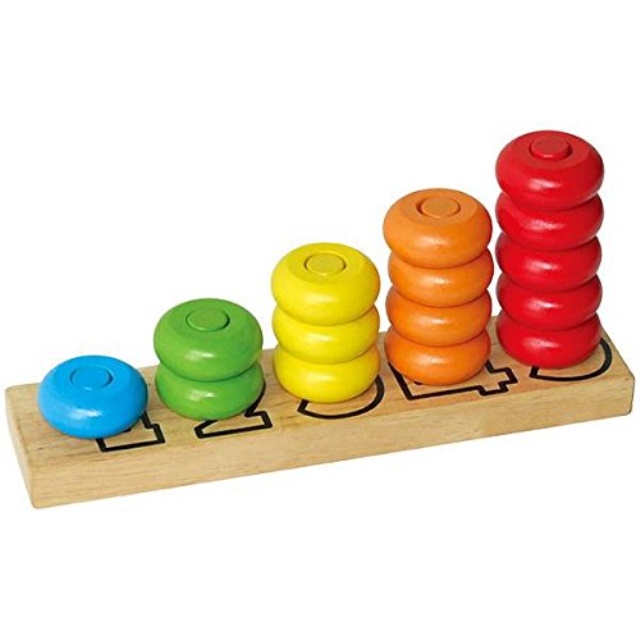 Viga 50000 Wooden Counting Numbers Stacking Rings Childrens