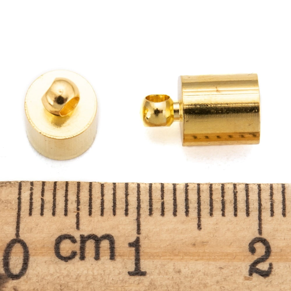 500pcs Brass Cord Ends Golden 10x6mm Hole: 1.2mm 5.5mm inner diameter