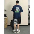 thumbnail image 2 of Conjuntos de gimnasio para hombre, ropa deportiva con estampado gráfico de algodón, conjunto de dos piezas moderno, camisetas, pantalones cortos, trajes para hombre, ropa de estilo coreano esencial, 2 of 5