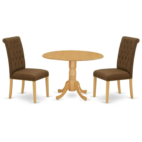 East West Furniture Dublin 3-piece Wood Dining Set in Oak/Dark Coffee