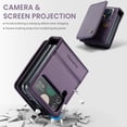 thumbnail image 2 of Allytech Business Wallet Case for Samsung Galaxy Z Flip3 with Credit Card Holder, [RFID Blocking] [Camera Screen Protection] PU Leather Magnetic Clasp Kickstand Shockproof Protective Case - Purple, 2 of 7