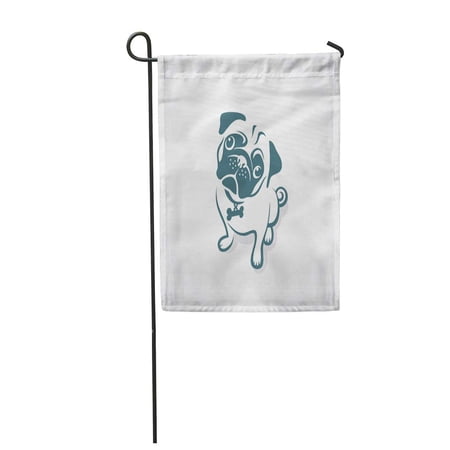 SIDONKU Puppy Pug Dog Face Outline Sad Cute Character Garden Flag Decorative Flag House Banner 28x40 inch