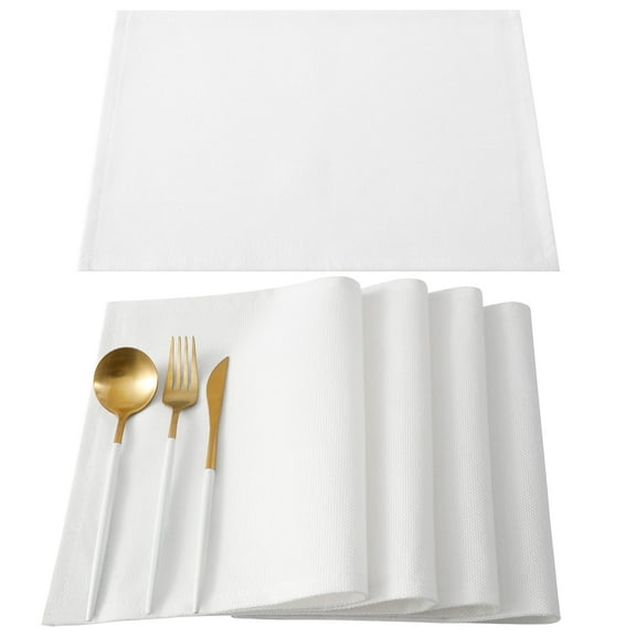 White Placemats Set of 4, Modern Simple White Backdrop Placemats for Dining Table, Place Mats for Kitchen Tabletop, Waterproof Wipeable Dining Table Mats Set