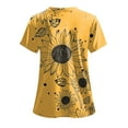 thumbnail image 3 of felwors Scrubs for Women Tops Animal Print Shirt V Neck Cartoon Pattern Short Sleeve Nursing Uniform with Pockets (Gold, XXL), 3 of 5