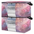 thumbnail image 2 of BZSMCE Under Bed Storage Bags With Reinforced Handles Pink Roses Bouquet with Lights Underbed Storage, 2 of 7