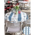 thumbnail image 5 of Outdoor Tablecloth with Umbrella Hole for Patio/Picnic/Party/Camping, Blue Coastal Striped Waterproof Table Cloth Round Cover Washable, Modern Nautical Thin Stripes (Dia 54"), 5 of 9