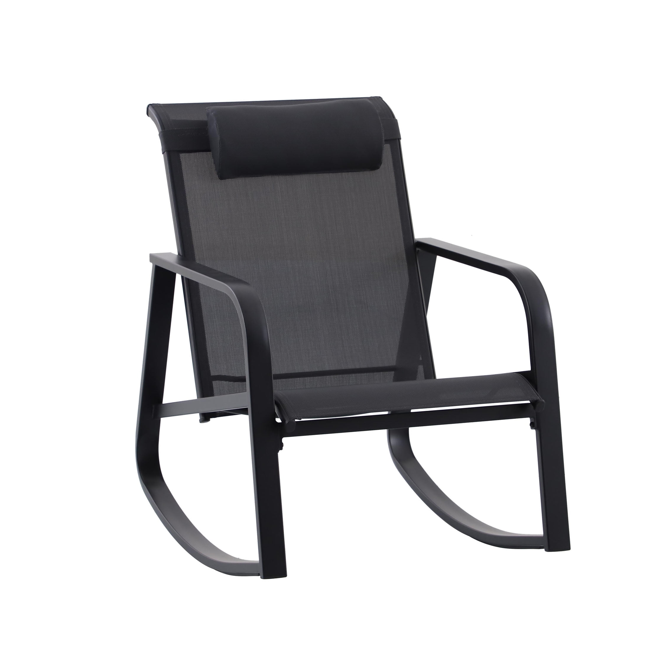 Mainstays Dashwood 3-Piece Steel Outdoor Rocker Chat Set, Black