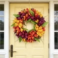 thumbnail image 4 of 18 Inch Tulip Wreath for Front Door, Spring Summer Silk Wreath with Green Leaves Artificial Tulip Flower Wreaths for All Seasons Window Wall Wedding Valentines Day Decor, 4 of 9