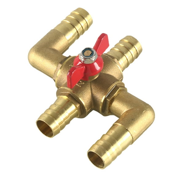 TOP-MAX 5/8 inch Or 3/4 inch Manual Water Control Valve, 4-Way Solid Brass Core Water Valve Gold