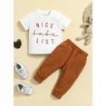 thumbnail image 2 of Bagilaanoe Newborn Baby Boys 2 Pieces Long Pants Set Letter Print Short Sleeve T-Shirts Tops + Trousers 6 12 18 24 Months 3T Casual Outfits, 2 of 9