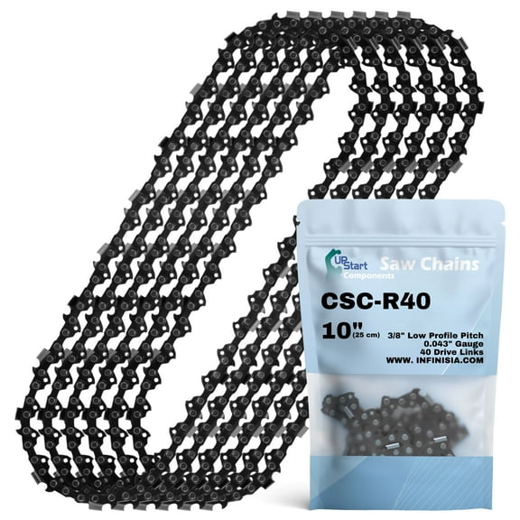 6-Pack 10-Inch Chainsaw Chain R40 Replacement for Ryobi RYPRN33 - (10", 3/8", .043", 40 Drive Links)