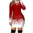 thumbnail image 5 of Vestido HUOGUO navideño con estampado de nieve maxi casual para mujer, 5 of 5