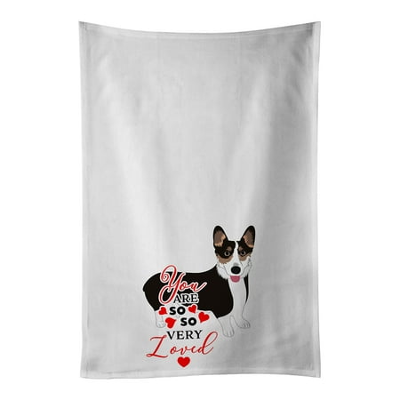 

Pembroke Welsh Corgi Tricolor Black-Headed #2 so Loved White Kitchen Towel Set of 2 19 in x 28 in