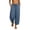 Blue, variant on Womens Washed Faux Linen Harem Capri Pants Adjustable Drawstring High Waist Geometric Patch Stitching Side Pocket Bohemian Resort Summer Daily Casual Bottoms Blue M