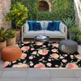 thumbnail image 2 of Peach Outdoor Rug for Patio/Deck/Porch, Non-Slip Large Area Rug 3 x 5 Ft, Spring Floral Green Leaf Botanical Pink Fruit Black Indoor Outdoor Rugs Washable Area Rugs, Camping Rug Carpet Runner, 2 of 8