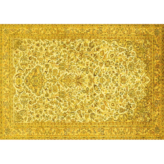 Ahgly Company Indoor Rectangle Persian Yellow Traditional Area Rugs, 8' x 12'