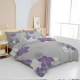 thumbnail image 6 of Floral Comforter Set King 7 Pieces Bed in a Bag Purple Floral Pattern Printed on Grey Soft Microfiber Bedding Set Lightweight Bed Comforter Set for All Season, 6 of 9