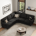 thumbnail image 7 of L Shaped Corner Couch for Living Room, Sectional Corner Sofa with Rolled Arms, Chenille Fabric, Black, 7 of 7