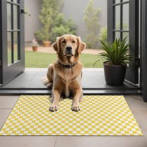Yellow and White Checkerboard Pattern Door Rugs,Washable Non Slip Door Mats Indoor,Decorative Door Mats,Entry Mat Indoor for Entrance,Bedroom,Kitchen,Bathroom,20"x32"