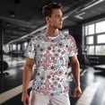 thumbnail image 3 of Wukai Abstract Floral Print Men's Short-Sleeved Mesh T-Shirt,Quick-Dry Short Sleeve Workout T-Shirt-, 3 of 8