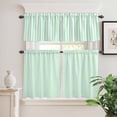 thumbnail image 2 of 3 Piece Kitchen Curtains and Valances Set Green White Stripe Cafe Curtains 24 Inch Length Modern Minimalist Geometric Striped Valance & Tier Curtain for Living Room Bedroom Window 54"x18"+27"x24"*2, 2 of 6