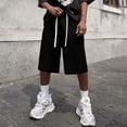 thumbnail image 6 of Men's Baggy Sweat Shorts 2026 Lightweight Drawstring Y2k Shorts Casual Under Knee Shorts Raw Hem Gym Shorts with Pockets, M, 6 of 7