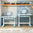 thumbnail image 3 of AQMD Kids Study Desk Chair Set, Height Adjustable Toddlers Writing Table with Tiltable Reading Stand, Living Room Bedroom Children Learning Table with Extra Large Drawer,Blue, 3 of 10