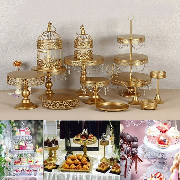 12pcs Gold White Cake Stand Cupcake Stands Crystal Metal 3 Tier Dessert Display Tower Wedding Cake Stand Dessert Cake Holder Pan For Party Walmart Com Walmart Com