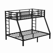 EBQOSK Bunk Bed for Teens and Adults,Space-Saving/Noise Reduced/No Box Spring Needed Black　Twin/Full