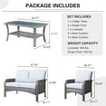 thumbnail image 3 of XIZZI 4 Pieces Wicker Patio Furniture All Weather Outdoor Conversation Set with Cushions High Back Rattan Patio Seating Set with Coffee Table for Backyard, Gray, 3 of 10