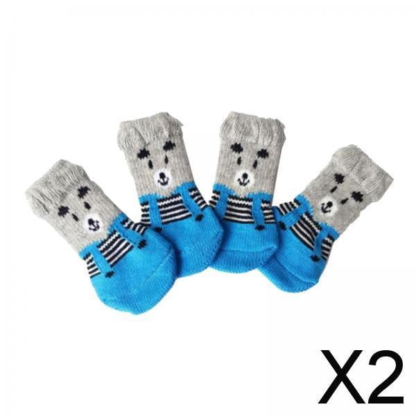 2x 4 Piezas Calcetines Cálidos para Gatos Calcetines Suaves para Mascotas Calcetines Antideslizantes de Dibujos Animados Lindos para Pequeños C 2 piezas