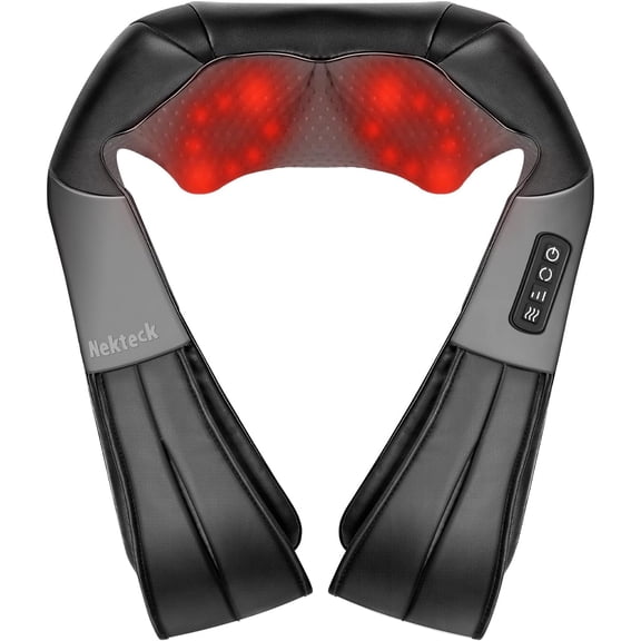 Nekteck Neck and Shoulder Massager, Shiatsu Neck and Back Massager with Heat, Upgrade 3D Deep Kneading Massage Pillow for Pain Relief, Father Days Gifts for Dad Men Grandpa, Office/Work/Daily/Home
