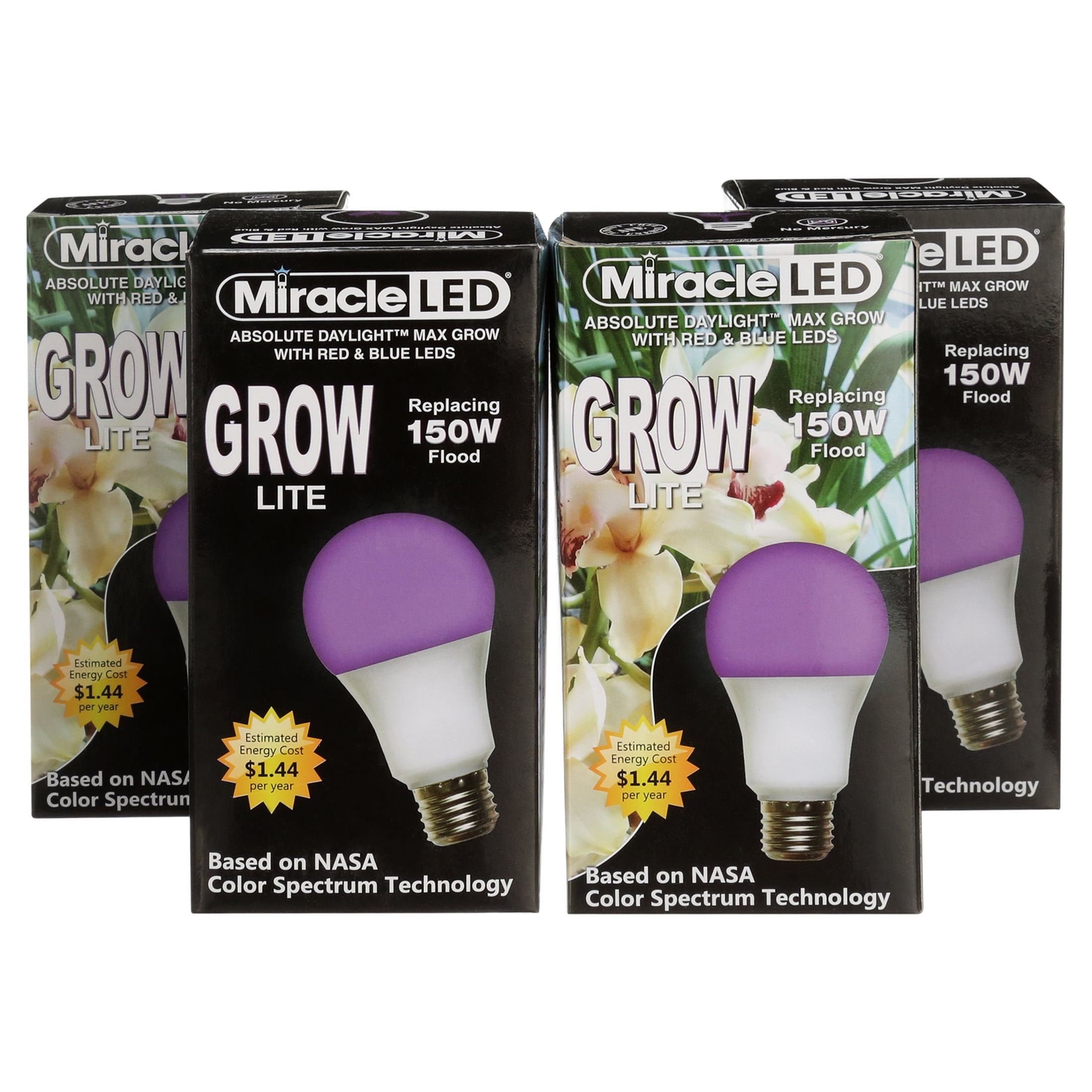 Replaces up to 150W 604273 2 Pack Miracle LED Commercial Hydroponic Ultra Grow Lite Daylight White Full Spectrum LED Indoor Plant Growing Light Bulb For DIY Horticulture & Indoor Gardening 