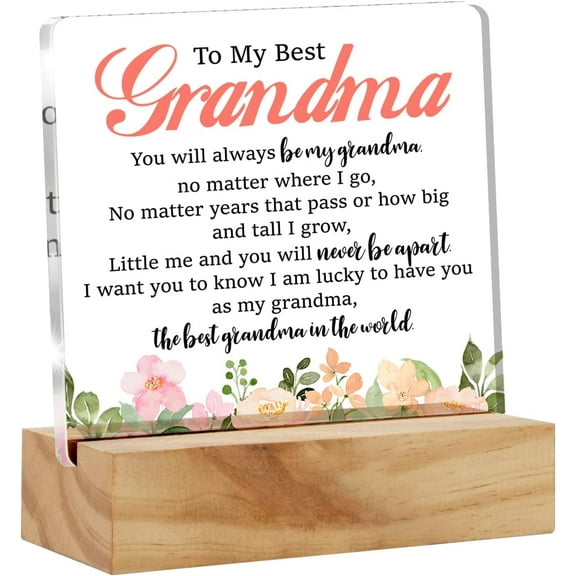 Best Grandma Gift Nana Gifts, the Best Grandma in the World Desk Decor Grandmother Square Acrylic Desk Plaque Sign With Wood Stand Home Desk Sign Keepsake Present