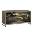 thumbnail image 6 of ACME Payo Wood/Metal Console Cabinet in Black Marble Paint/Oak & Champagne, 6 of 10