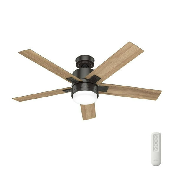 Restored Hunter Fan 52 inch Noble Bronze Indoor Ceiling Fan with Light and Remote Control for Bedroom, Office, Kitchen (Refurbished)
