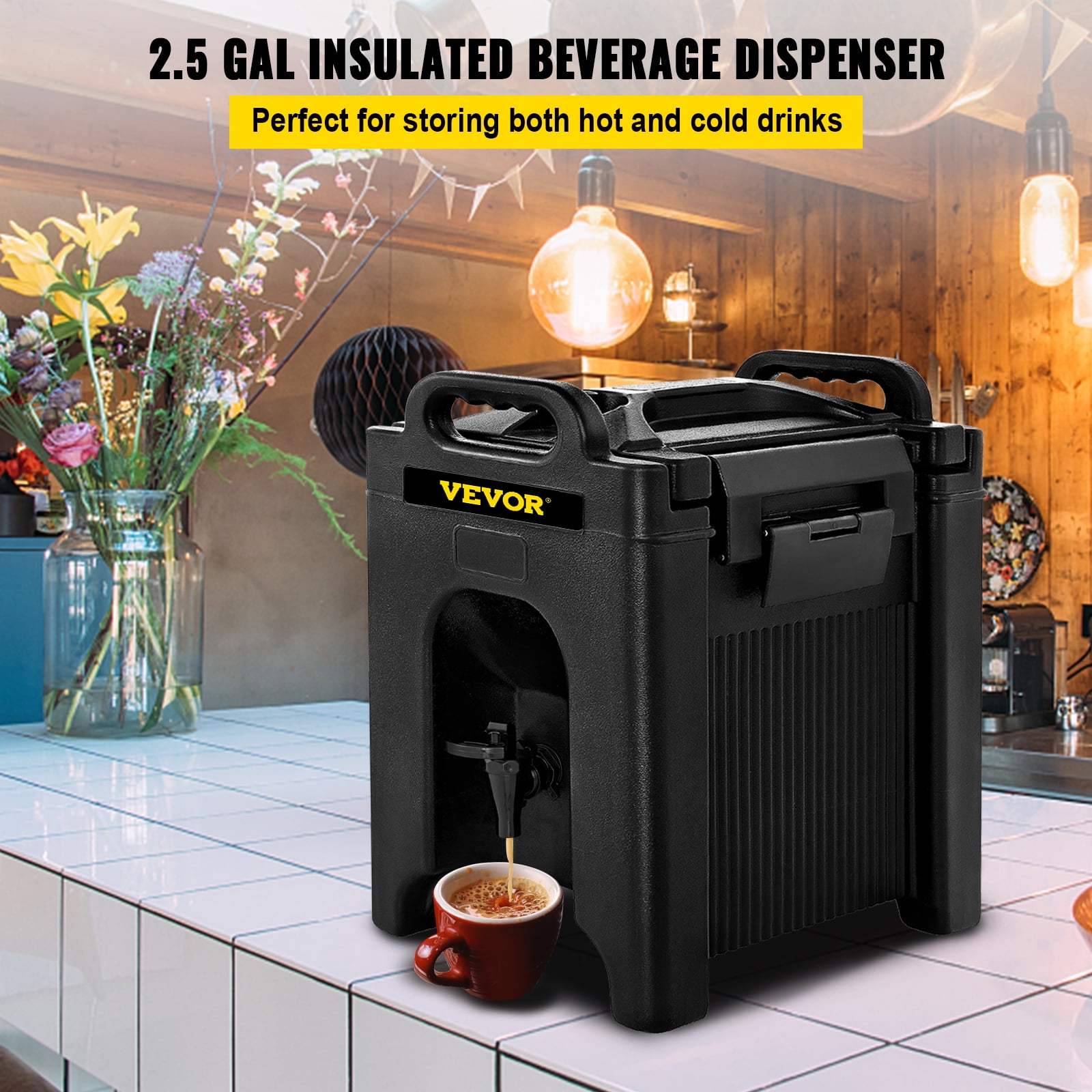 2.64 Gallon Insulated Beverage Dispenser Server Hot and Cold with Faucet Prep & Savour Size: 13 H x 12 W x 12 D