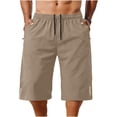 thumbnail image 2 of Jessboyy Mens Long Shorts Below the Knee Elastic Waist Workout Shorts with Zipper Pockets Summer Casual Straight Leg Hiking Capri Shorts Brown,XXL, 2 of 6