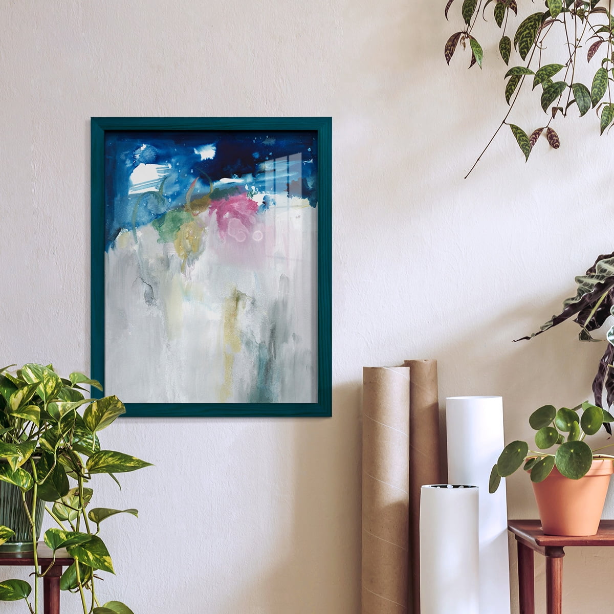 Rising I - Framed Print w/glass - Ocean Blue