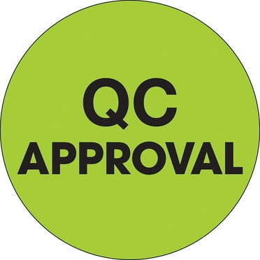 Tape Logic Labels "QC Approval" 2" Circle Fluorescent Green 500/Roll DL1255