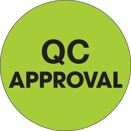 UPC: 0848109015781 | Tape Logic Labels QC Approval 2 Circle Fluorescent Green 500/Roll DL1255