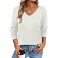 thumbnail image 4 of Sweaters for Women V Neck Casual Knit Long Sleeve Tops 2026 Fall Lightweight Pullover Sweaters, S, 4 of 4