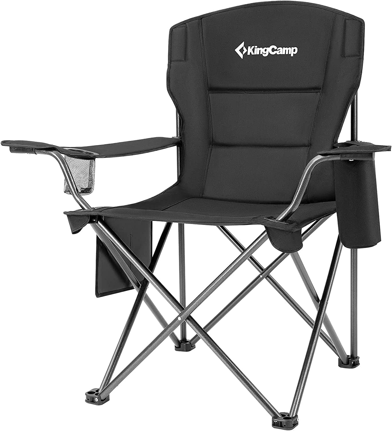 Oversized Folding Camping Chair for Adults Portable Outdoor Lawn Heavy Duty with Cooler, Cup
