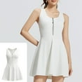thumbnail image 2 of Tank Dresses for Women with Built in Shorts & Bra Casual Sleeveless V-Neck Tennis Dress Sport Going Out Exercise Mini Dresses with Zipper White S, 2 of 6
