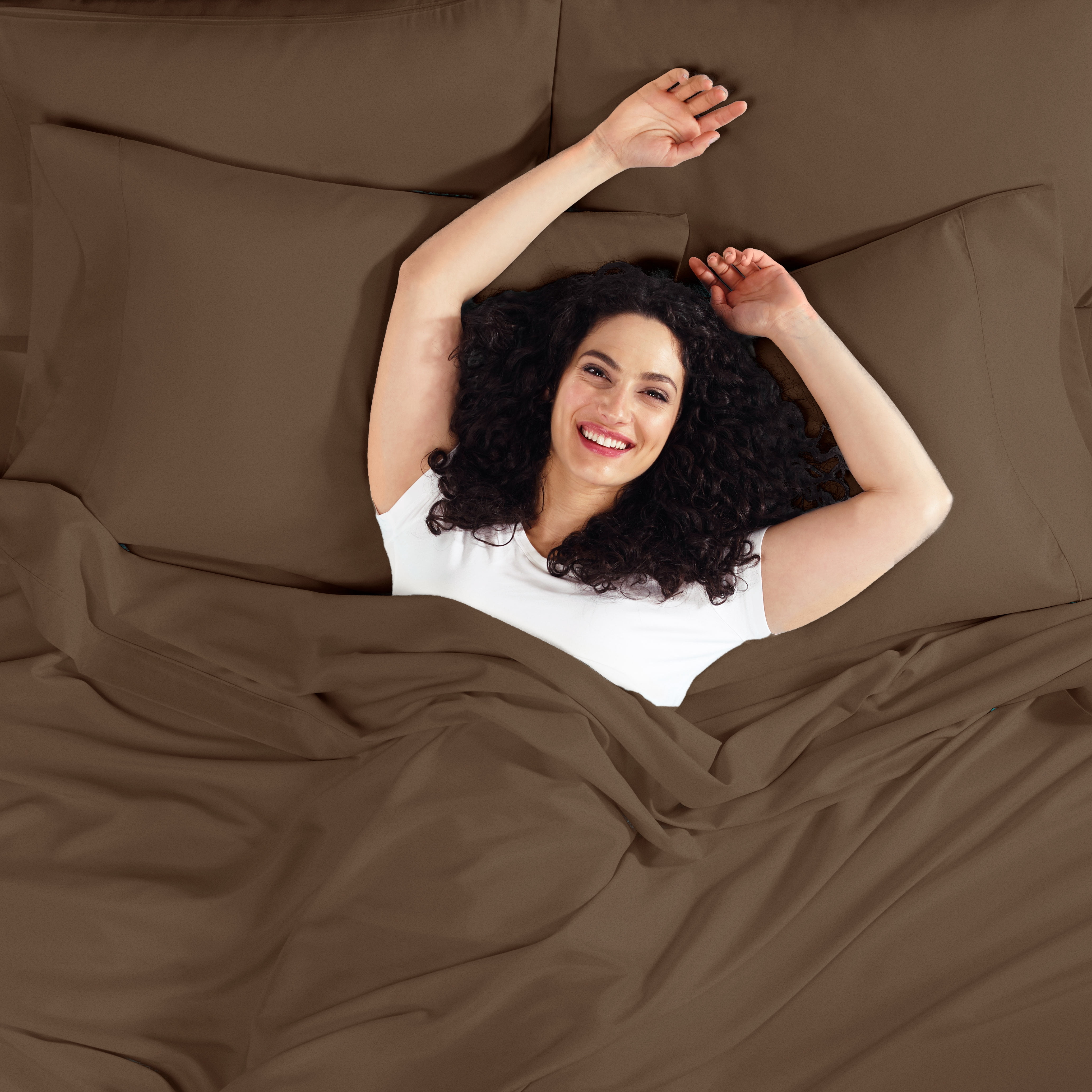 Hearth & Harbor Deep Pocket 3 Piece Solid Bed Sheet Set, 1800 Thread Count Microfiber Sheets, Twin-XL, Chocolate