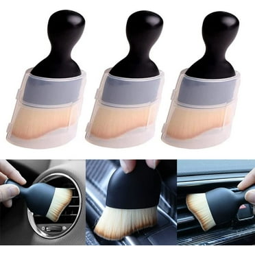 3 PCS Car Interior Cleaning Tool, Soft Bristles Car Detailing Brush, Auto Interior Cleaning Brush Dust Collectors, Curved Design Dust Removal Clean Brush for Dashboard, Air Conditioner Vents (3 PCS)