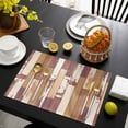 thumbnail image 3 of Brown Beige Placemats Set of 6, Vintage Farmhouse Shabby Wooden Grain Placemats for Dining Table, Place Mats for Kitchen Tabletop, Waterproof Wipeable Dining Table Mats Set, 3 of 9