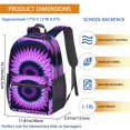 thumbnail image 3 of Purple and Black Tie Dye Pattern 17" Waterproof Oxford School Backpacks for Teens, S-Shape Padded Straps, for School, Travel, Hiking, Camping, 3 of 3