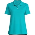 thumbnail image 3 of Lands' End Essentials Women's Short Sleeve All Day Comfort Polo Shirt - 100% Cotton Won't Shrink Pill Fade, 3 of 3